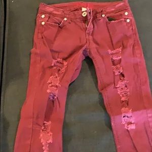 Burgundy skinny’s